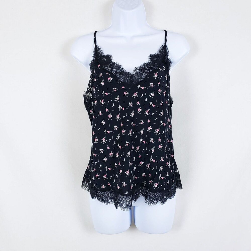 Victoria's Secret Dark Coquette Lace Trim Camisole Womens M Dainty Floral